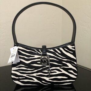 Michael Kors Lyra Small Zebra Print Calf Hair Pouchette